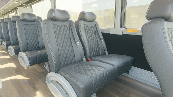 Interior of Charter Bus Company Greeley's 35 Passenger Minibus in Greeley