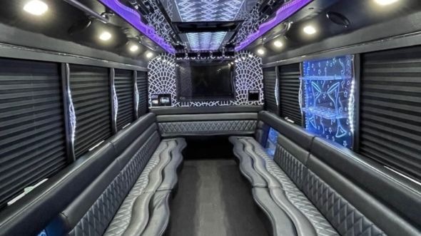 Interior of Charter Bus Company Cheyenne's Party Bus in Cheyenne